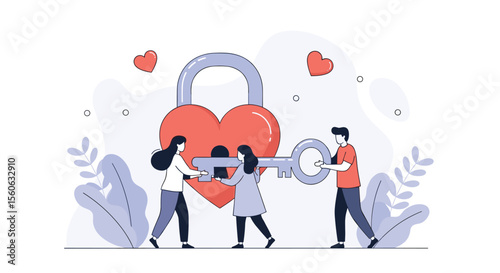 Unlocking Love Together A Heart Lock Partnership Key Concept