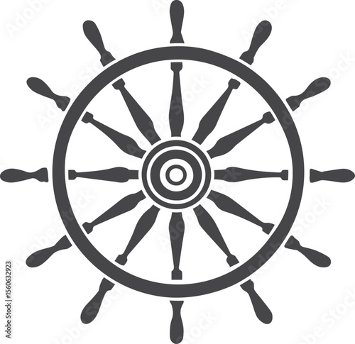 Ship wheel vector icon can be used for ocean iconset Black and White