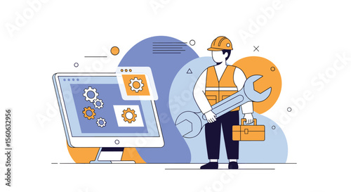 Computer Repair Specialist Fixing Technical Issues with Tools and Equipment