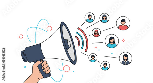 Announcing News to Connected People Through a Megaphone with Waves and Lines