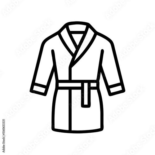 Bathrobe icon in minimalist outline style on white background  