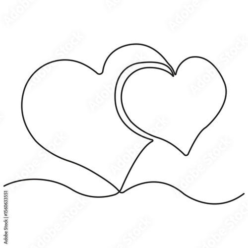 Minimalist One Line Heart Drawing, Simple Continuous Line Art Symbolizing Love, Romance, Affection, and Connection, Perfect for Valentine’s Day, Wedding Designs, Romantic Greeting Cards.