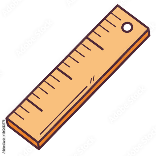 Simple Wooden Ruler with Inch Markings for Measuring and Drawing Lines Accurately