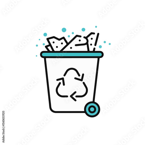 An illustration of a recycle bin with a recycling symbol.