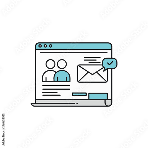 A stylized illustration of a computer interface for email marketing.