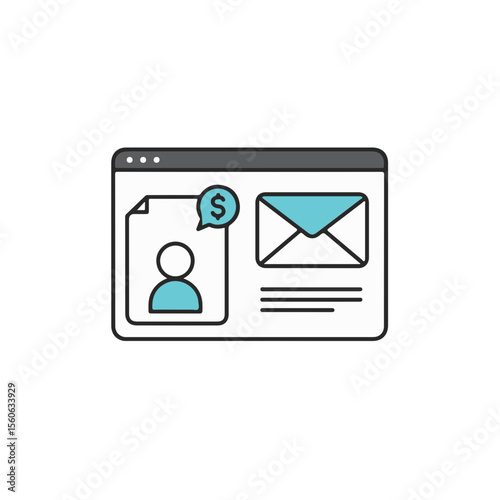 Financial email marketing icon on white