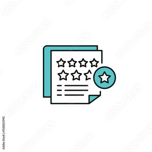 Illustration of a five star rating system with a highlighted star.