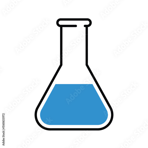 chemical laboratory flask with blue liquid