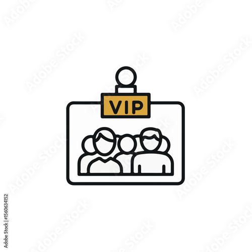 VIP pass icon graphic with stylized people.