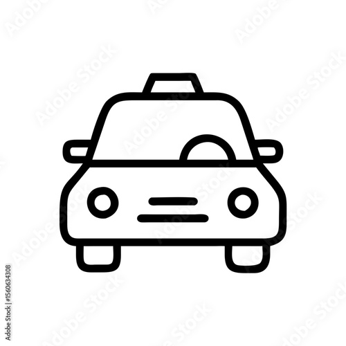 Minimalist line art taxi car icon in front view design concept  