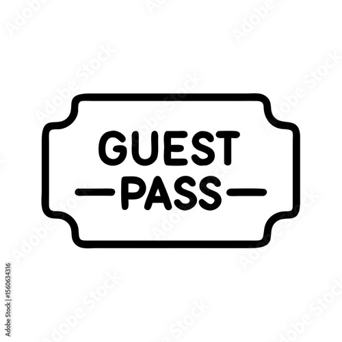 Guest pass ticket design in minimalist style on white background  