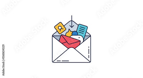 Digital Mail With Various Information and Documents Received Through Online Communication