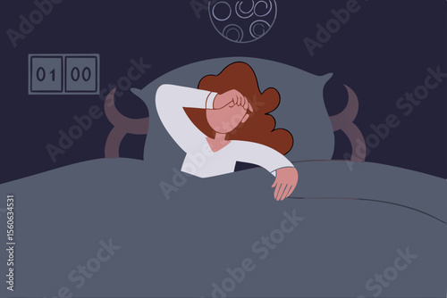 Insomnia make you feel exhausted, restless and sleepy all day, trouble sleeping come from stress, worried, health problem, insomnia woman wake up at night causing depression, frustration and sadness