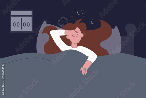 Insomnia make you feel exhausted, restless and sleepy all day, trouble sleeping come from stress, worried, health problem, insomnia woman wake up at night causing depression, frustration and sadness
