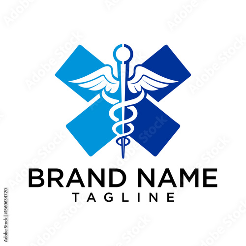 MediChain Symbol A medical symbol with a caduceus combined with pixel patterns, reflecting digital health or medical technology