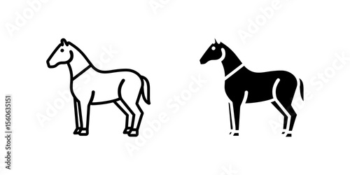 Elegant horse animal icon set representing farms, equestrian sports, and rural life. Great for agriculture, nature, and racing themes.