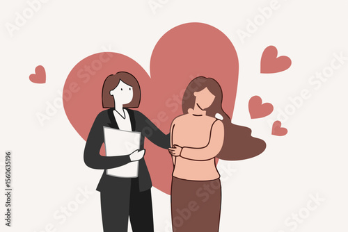 Compassion, support or help other who facing difficulty, empathy or sympathy, kindness or love to take care, heal feeling or giving care concept, young woman giving compassion to help colleagues.