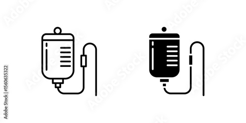 Essential IV bag medical drip icon set for hospitals, health care, and patient treatment. Ideal for emergency, wellness, and pharmacology themes.