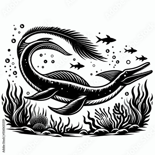 Plesiosaurus Diving Deep into the Prehistoric Ocean