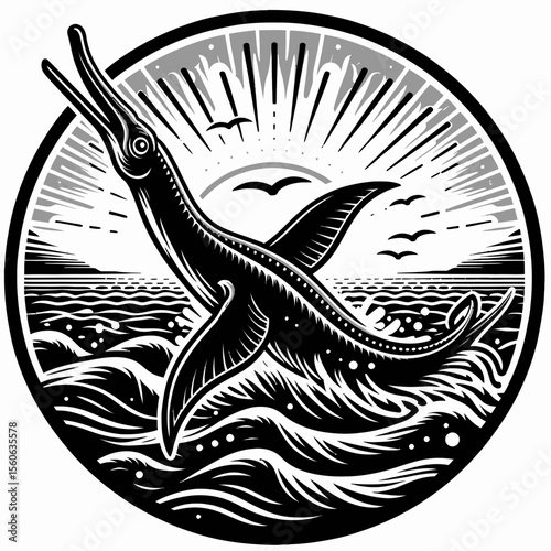 Plesiosaurus Swimming Gracefully in the Prehistoric Ocean