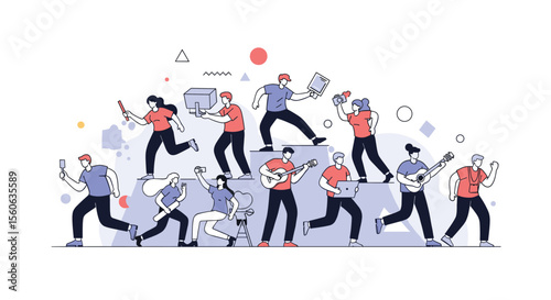 People Engaged in Diverse Activities Teamwork and Collaboration in Modern Workplace