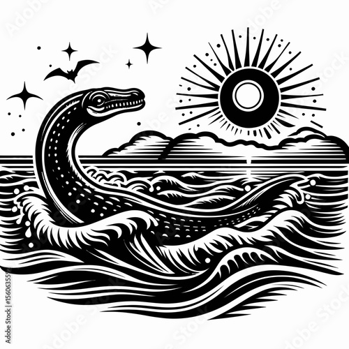 Plesiosaurus Swimming Gracefully in the Prehistoric Ocean