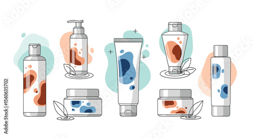 Collection Of Cosmetic Products For Skin Care And Beauty Routine