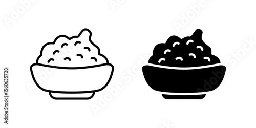 Delicious mashed potatoes icon set perfect for food blogs, recipes, and culinary apps.