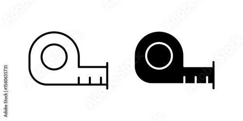 Essential measuring tape tool icon set for construction, DIY, and accurate measurement. Ideal for renovation, crafting, and engineering designs.
