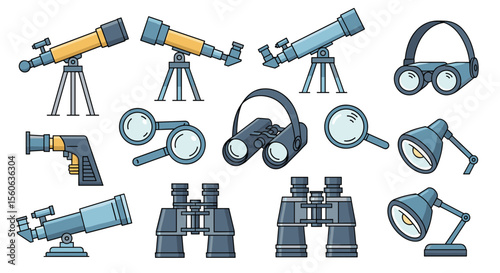 Collection of Optical Instruments for Observation and Magnification