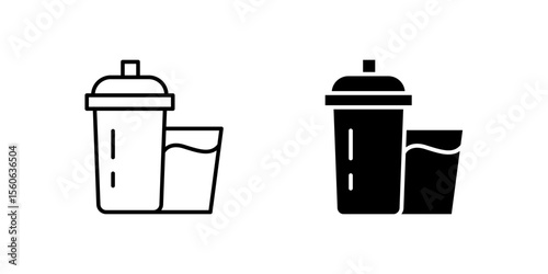 Energetic protein shake icon set for fitness, nutrition, and workout recovery. Perfect for sports, health, and dietary supplement brands.