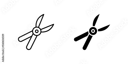 Specialized pruning shears icon set for gardening, landscaping, and plant care. Ideal for horticulture and outdoor themes.