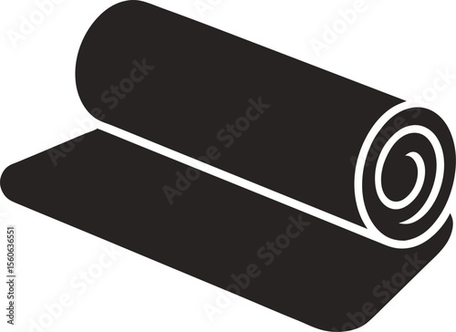 Yoga Mat Silhouette Icon on white background