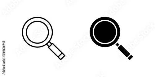 Universal search magnifying glass icon set for discovery, inquiry, and information finding. Essential for websites, databases, and research tools.