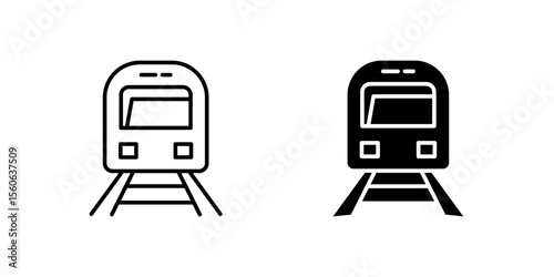 Efficient subway train icon set representing public transportation, metro systems, and urban mobility. Ideal for city travel and commuting designs.