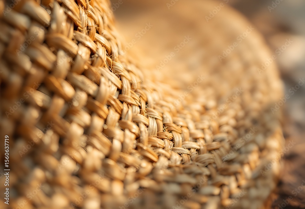 Obraz premium Closeup Weave of a Light Beige Straw Hat.