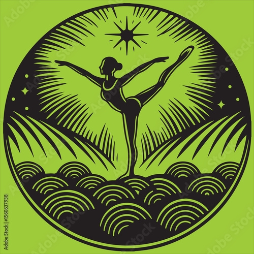 Graceful silhouette of a woman dancing ballet, an artistic illustration of sport and beauty