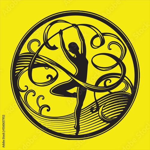 Vintage gold and black ornate round frame with a silver pattern vector illustration