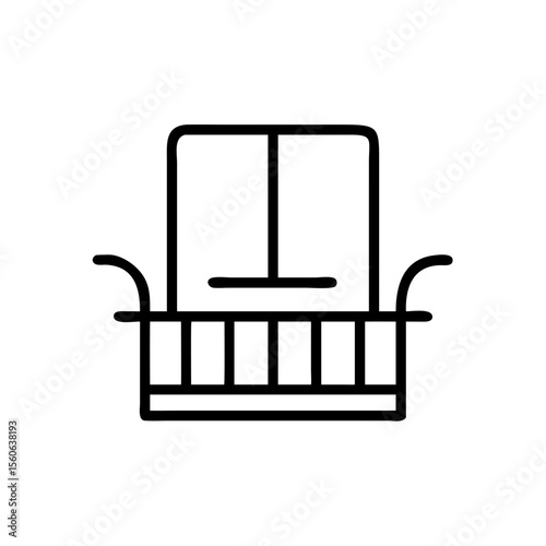 Minimalist balcony view with sliding door and simple furniture design - Concept of icon, people group  