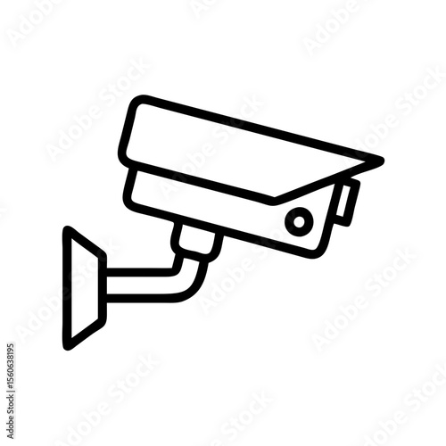 Security camera icon in minimalist line style for surveillance concept  