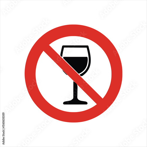 Alcohol Prohibited Sign Icon - No Drinking Zone Symbol