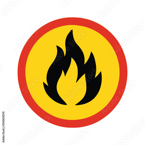 Flammable Material Warning Icon – Fire Risk Symbol, Combustible Hazard Sign