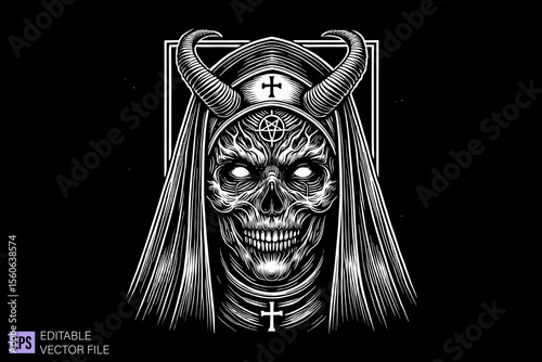 egyptian mythology dark art scary creepy illustration engraving style tattoo vector black and white background templates