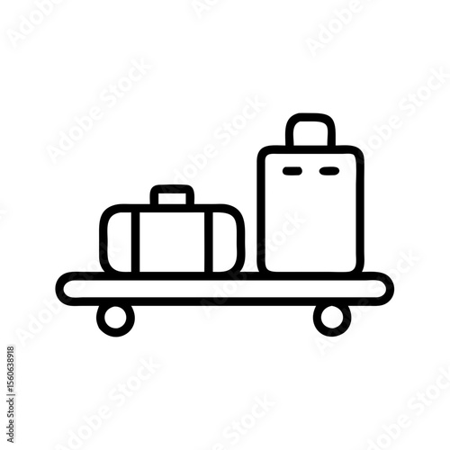 Luggage on baggage claim conveyor belt in minimalist style  