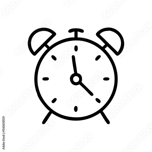 Alarm clock icon in minimalistic style with simple design elements  