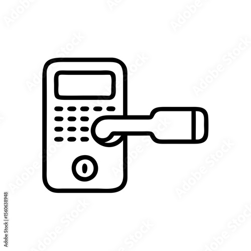 Keycard scanner with key entering in minimalist line style  