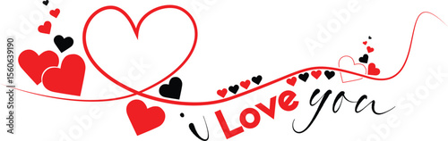  I Love You logo, Romantic red heart illustration for Valentine's Day love and passion