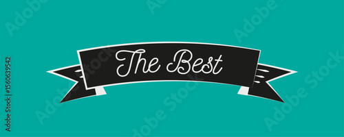 Banner of Excellence: A ribbon banner with the word "The Best" inscribed in elegant lettering, symbolizing premium quality and top-tier performance, displayed against a vibrant turquoise background.
