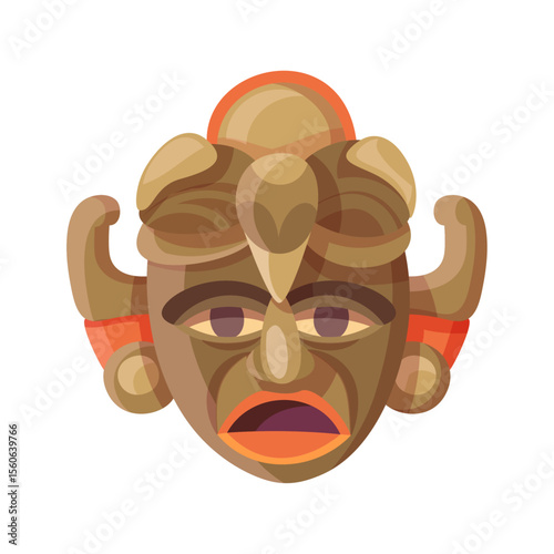 Ancient Ritual Mask: A meticulously crafted wooden mask, exuding an aura of mystery and steeped in cultural tradition, with ornate details.