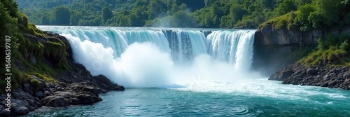 Powerful Waterfall Generating Hydroelectric Energy Clean Renewable Power from Nature